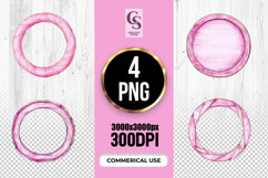 Watercolor Pink Wood Frame Wreath Clipart Sublimation PNG Product Image 1