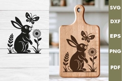 Easter Bunny engraved SVG, Rabbit Laser file, Cutting board Product Image 1
