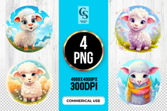 Cute Baby Lamb Clipart Sublimation PNG Product Image 1