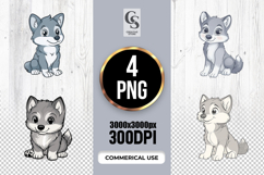 Cute Baby Wolf Clipart Sublimation PNG Product Image 1
