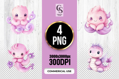 Cute Pink Fantasy Sea Creatures Clipart Sublimation PNG Product Image 1