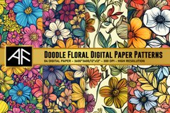 Doodle Flower Digital Paper Patterns Product Image 1