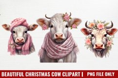 Beautiful Christmas Cow Clipart Product Image 1