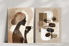 Coffee Silhouette Prints Minimalist Kitchen Art, Set of 2 Product Image 1