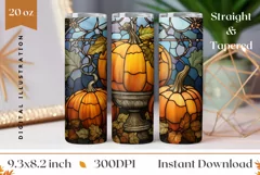 Pumpkins Tumbler Wrap, Stained Glass Pumpkins Sublimation Product Image 1