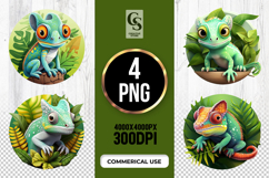 Colorful Chameleon Clipart Sublimation PNG Product Image 1