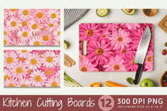 Pink Daisy Flowers Cutting Boards sublimation Design Product Image 1