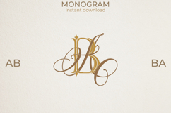 AB BA Wedding Monogram Logo | Elegant Initials Vector Product Image 1