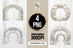 White Floral Arch Wedding Decor Clipart Sublimation PNG Product Image 1