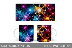 Snowflakes Mug Sublimation. Colorful Snowflakes Mug Design Product Image 1