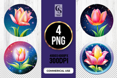 Glowing Tulip Flower Clipart Sublimation PNG Product Image 1