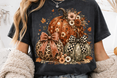Fall Pumpkin PNG, Leopard Pumpkin Bow PNG, Coquette Autumn Product Image 3