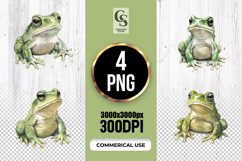 Cute Frog Watercolor Clipart Sublimation PNG Product Image 1