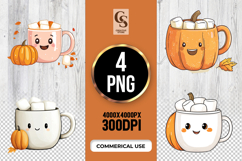 Pumpkin Mug Marshmallow Sublimation PNG Product Image 1