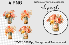 Watercolor Spring Mason Jar Clipart Product Image 1