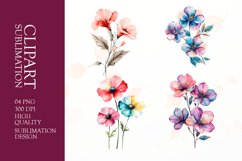 Watercolor floral clipart sublimation png Product Image 1