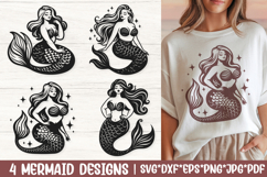Mermaid Silhouette SVG Cut Files| 4 Magical Mermaid Designs Product Image 1