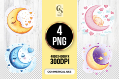 Cute Sleeping Moon Clipart Sublimation PNG Product Image 1