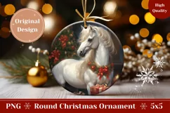 Christmas Round Ornament, Christmas Horse Ornament Design Product Image 1