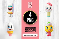 Cute Ice Cream Characters Clipart Sublimation PNG Product Image 1