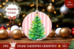 Christmas Ornament Template, Pink Stripes Ornament Design Product Image 1