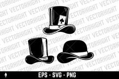 Set of monochrome illustrations of vintage hats. Design Product Image 1