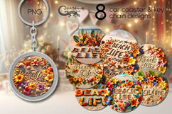 Beach Life flowers | summer Car coaster &amp; key chain designs Product Image 1
