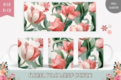 Tulips Mug Template, Spring Mug, Floral Mug Wrap Product Image 1