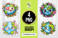 Cute Earth Planet Clipart Sublimation PNG Product Image 1