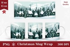Christmas Mug Wrap Design, Christmas Houses Mug Template Product Image 1