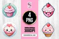 Cute Heart Cupcake Illustration Clipart Sublimation PNG Product Image 1