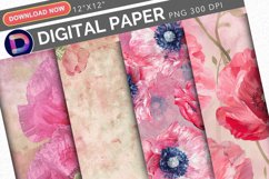 Pink Poppy Flower Digital Paper Product Image 1