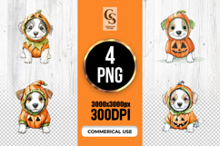 Watercolor Pumpkin Puppy Dog Clipart Sublimation PNG Product Image 1