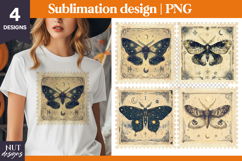 Post Stamp Halloween Moth, Retro Halloween sublimation Product Image 1