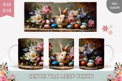 Floral Mug Wrap Design, Easter Bunny Mug Template Product Image 1