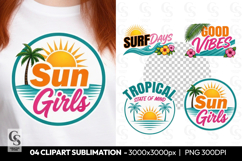 Sun Girls Tropical Summer Clipart PNG Product Image 1