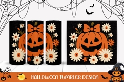 Retro Halloween Pumpkin Tumbler, Vintage Halloween PNG Product Image 1