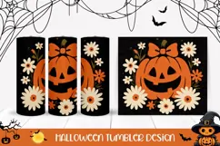 Retro Halloween Pumpkin Tumbler, Vintage Halloween PNG Product Image 1