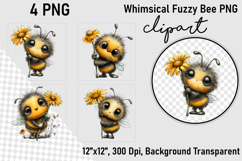Whimsical Fuzzy Bee PNG Clipart, Clipart PNG Product Image 1