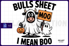 Funny Halloween Fall Highland Cow Ghost Sublimation PNG Desi Product Image 1