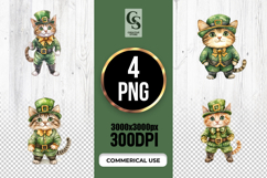 Watercolor Leprechaun Kitten Clipart Sublimation PNG Product Image 1