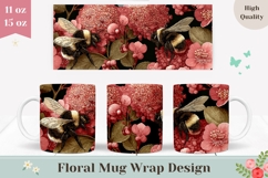Bee Mug Design, Summer Mug Sublimation, Flowers Mug Wrap Product Image 1