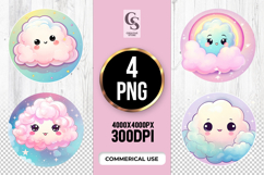Cute Kawaii Cloud Clipart Sublimation PNG Product Image 1