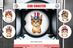 Car Coaster Cat Patriotic Product Image 1