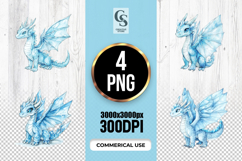 Watercolor Crystal Ice Dragon Clipart Sublimation PNG Product Image 1