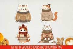 Fat cat in sweater.Stickers and Sublimation PNG. Product Image 1
