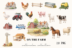 On the Farm Watercolor Clipart - 20 Png Product Image 1