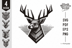 Deer Head Woodcut Engraving Vector Product Image 1