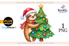 Christmas Sloth: Cozy Holiday Vibes in Watercolor Product Image 1