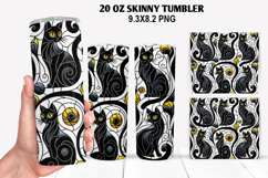 Cat Skinny Tumbler 20oz Wrap Design, Halloween Tumbler Wrap Product Image 1